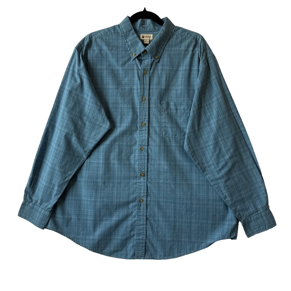 Haggar Weekender Signature Blue Checkered Button Down Shirt XL Business Casual‎
